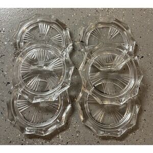 VTG Set Of 6  Crystal Glass Coasters Reins, France  Sunburst Decagon Pattern